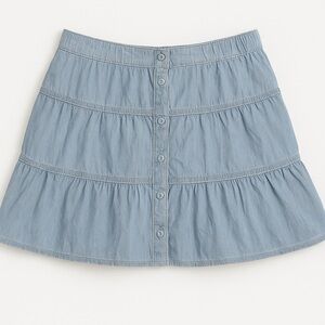 CURRENT AIR || Vintage Tiered Denim Button Mini Skirt - SZ Medium